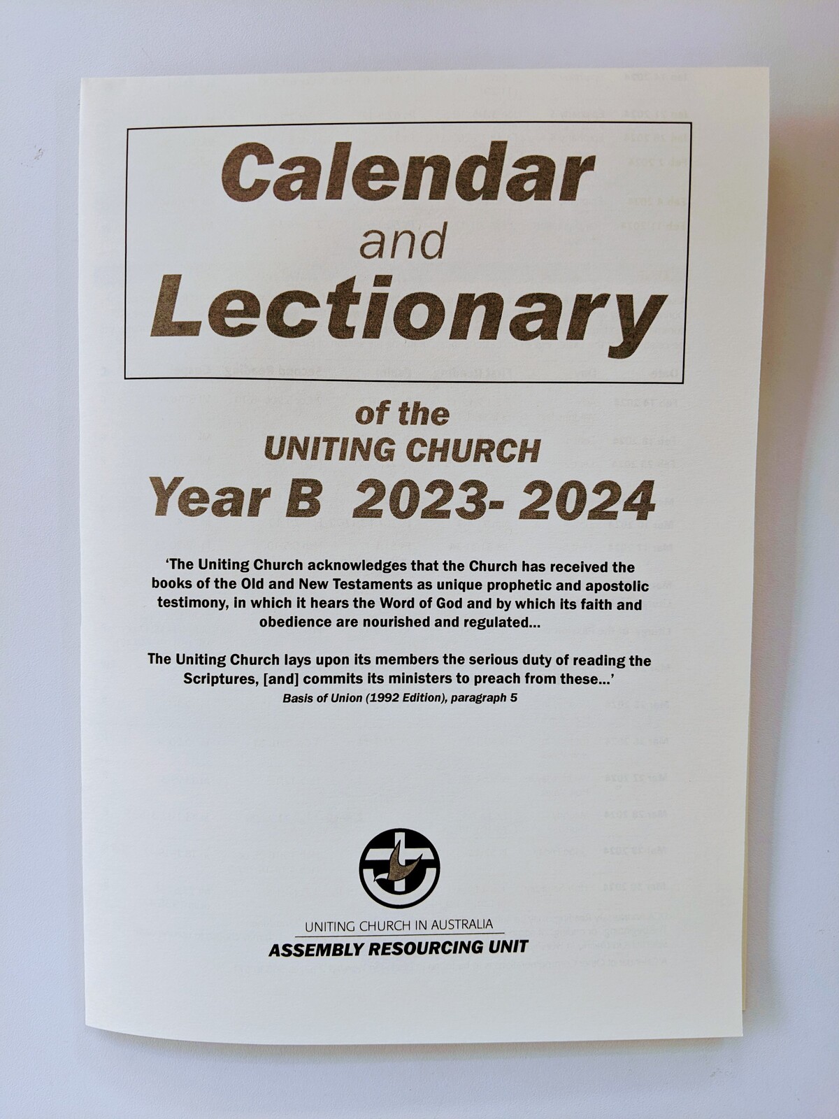 20232024 LECTIONARY and CALENDAR